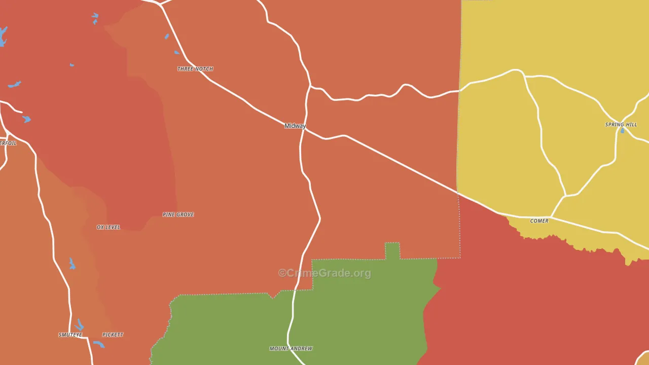 Midway, AL Map of Burglary Rates