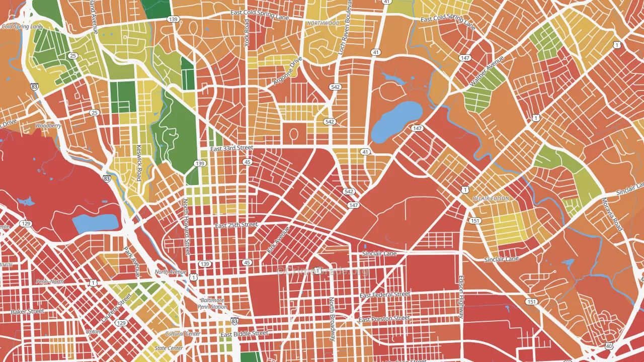 Midway-Coldstream, Baltimore, MD Map of Burglary Rates
