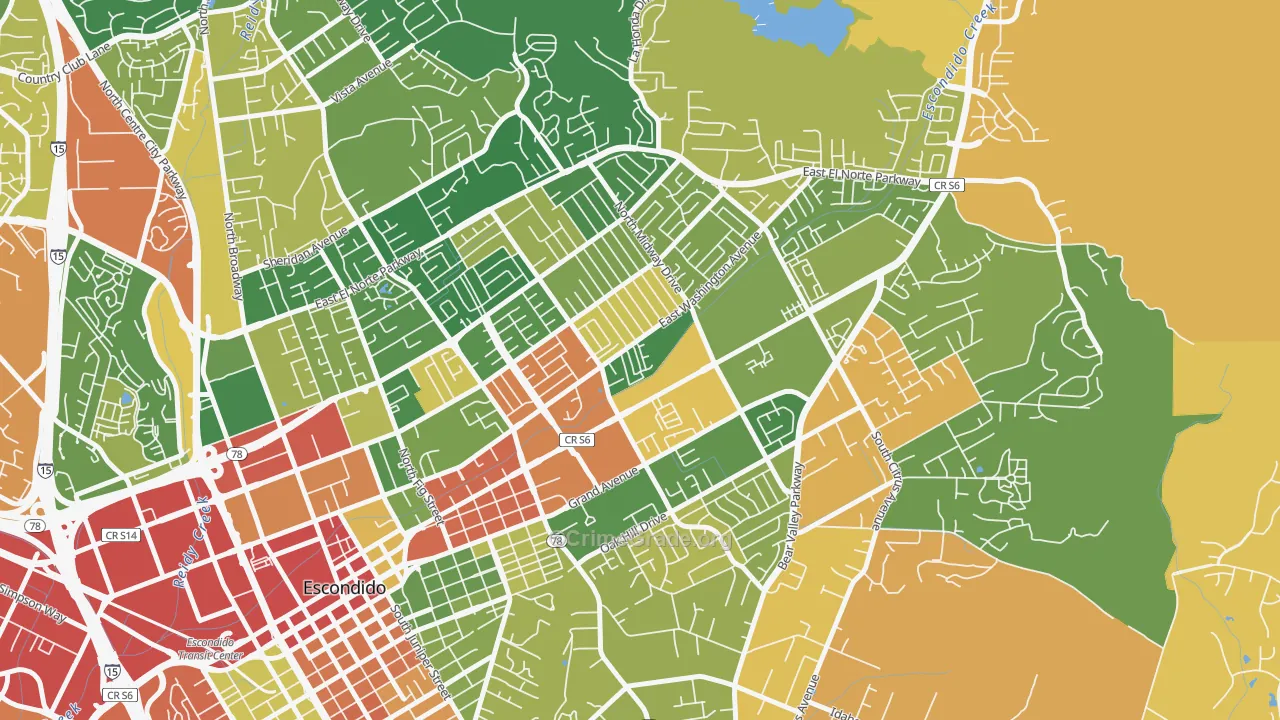Midway, Escondido, CA Map of Burglary Rates