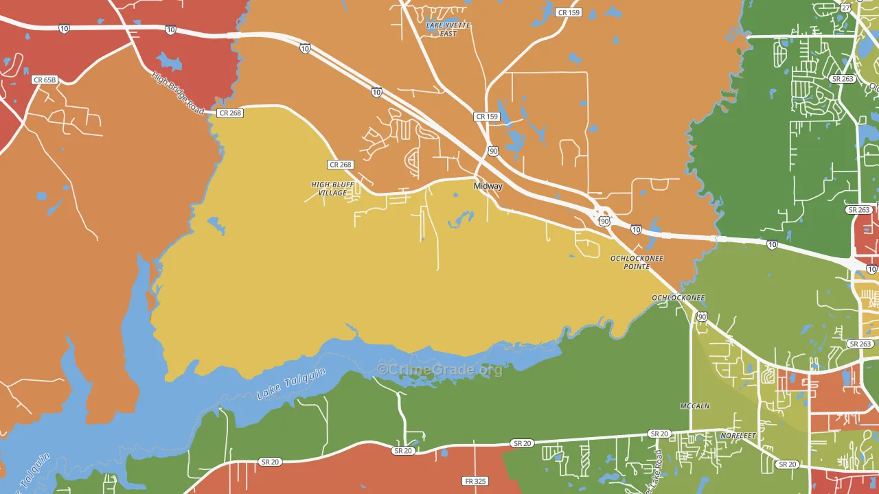 Midway, FL Map of Burglary Rates