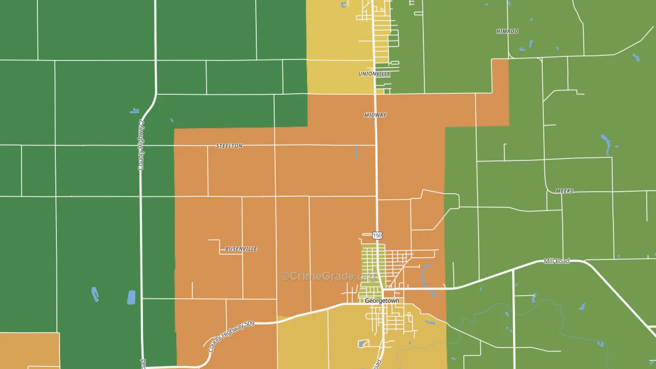 Midway, IL Map of Burglary Rates