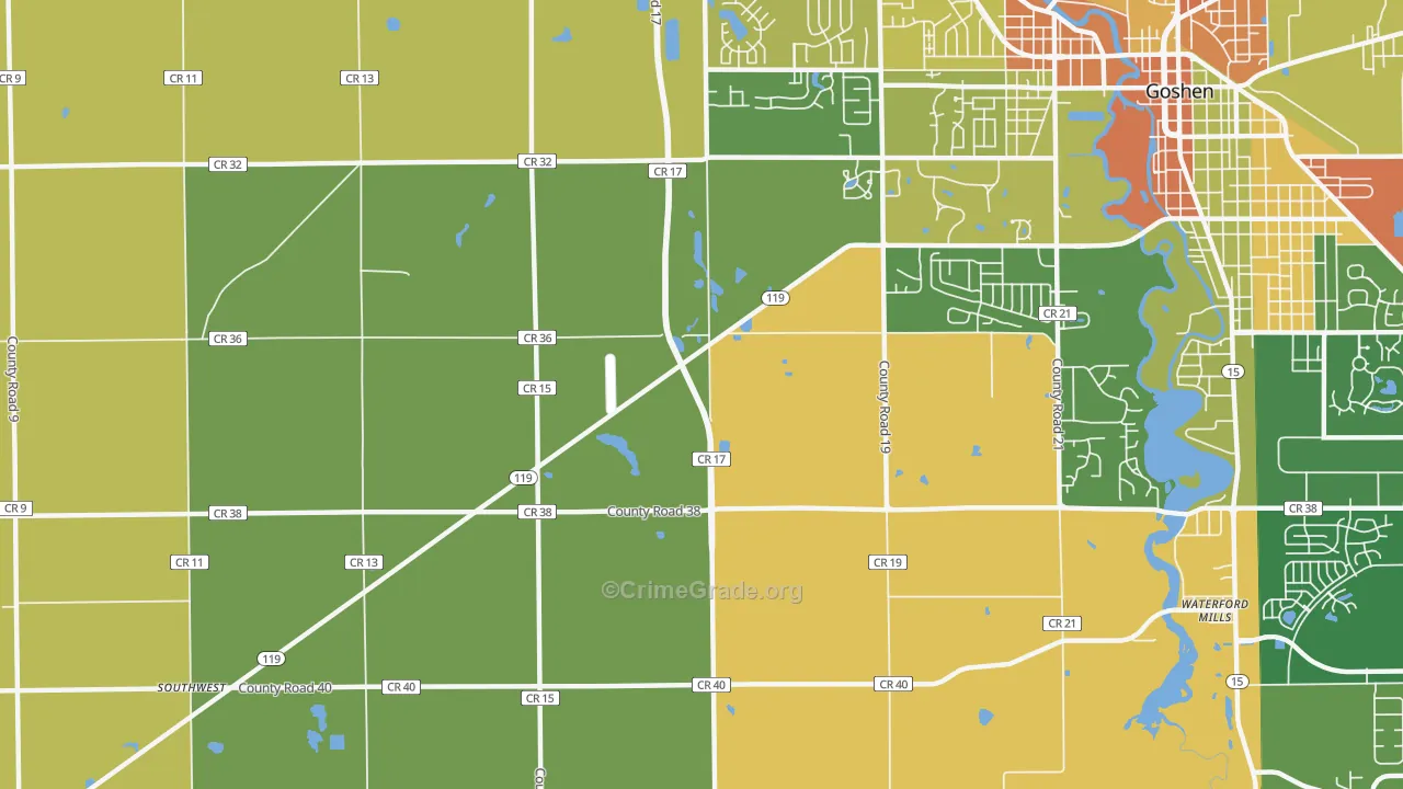 Midway, IN Map of Burglary Rates