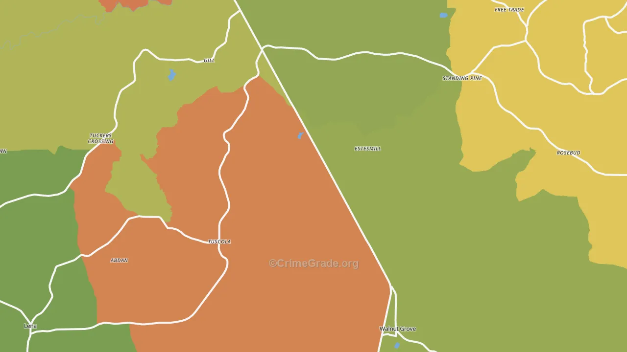 Midway, MS Map of Burglary Rates