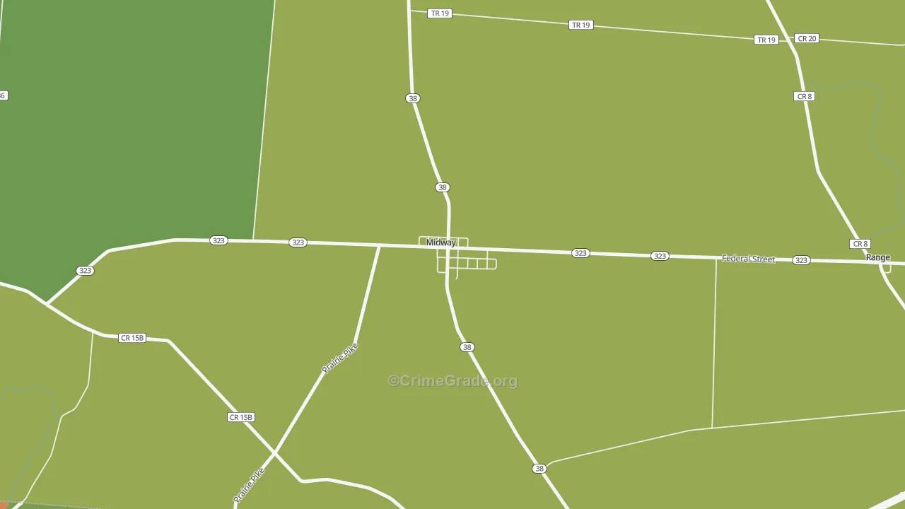 Midway, OH Map of Burglary Rates