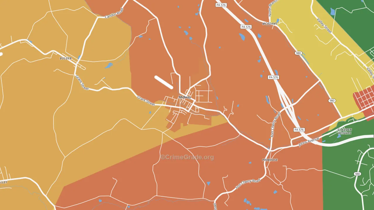 Midway, PA Map of Burglary Rates