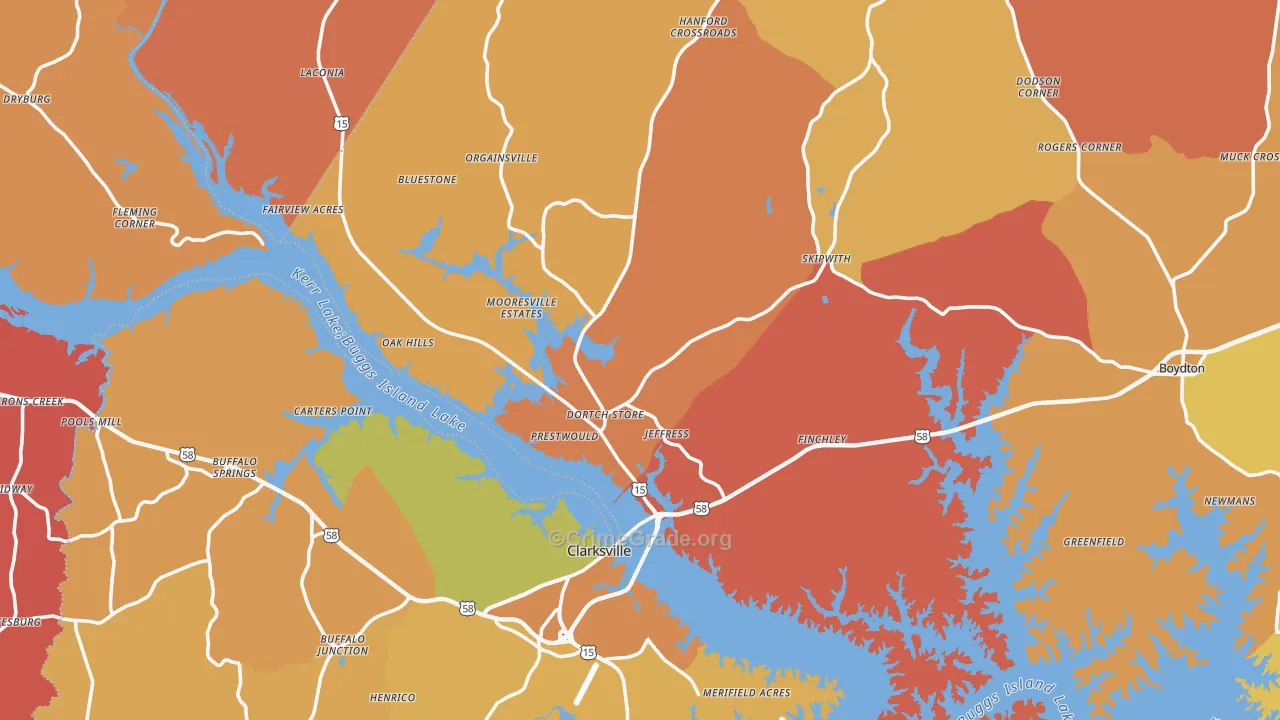 Midway, VA Map of Burglary Rates