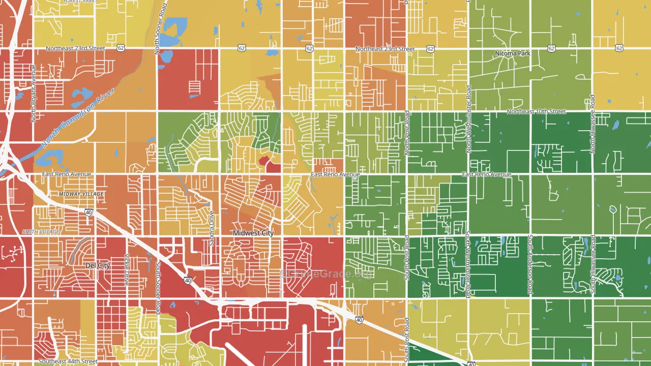 Midwest City, OK Map of Burglary Rates
