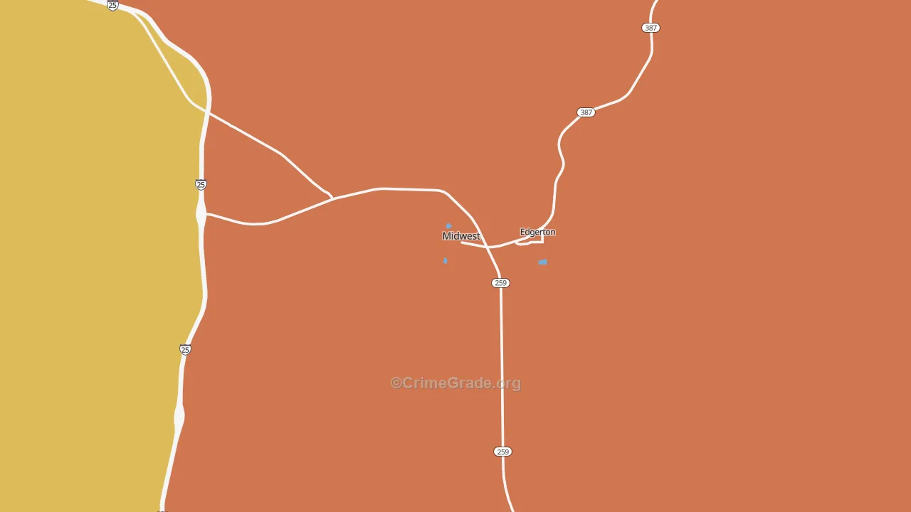 Midwest, WY Map of Burglary Rates