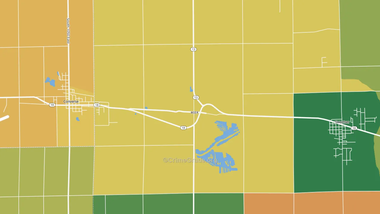 Mier, IN Map of Burglary Rates