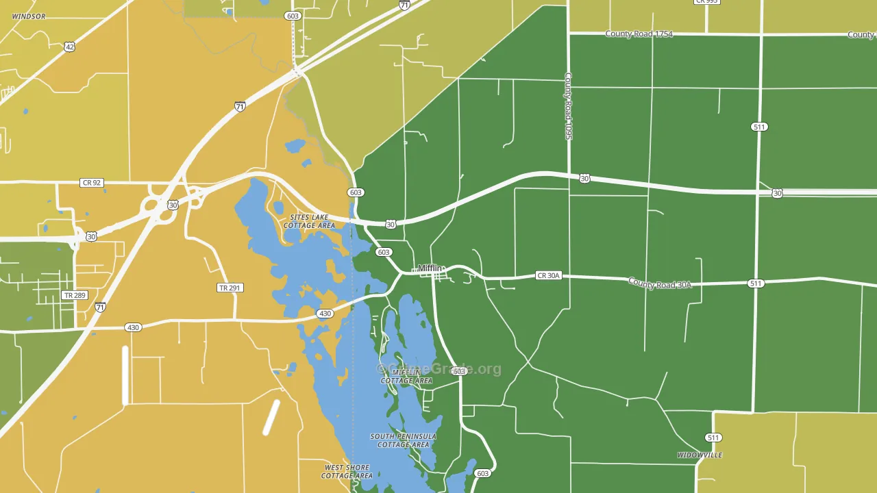 Mifflin, OH Map of Burglary Rates