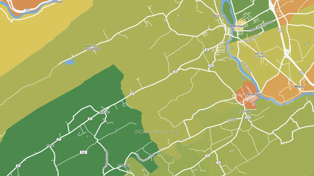 Mifflin, PA Map of Burglary Rates