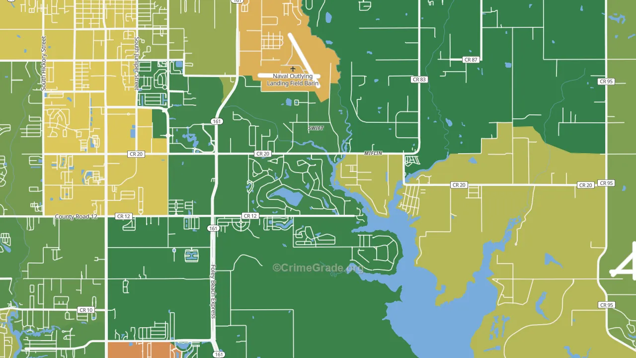 Miflin, AL Map of Burglary Rates