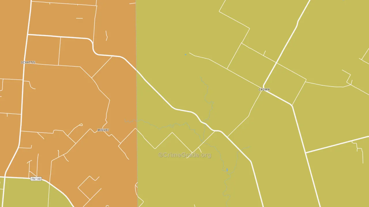Miguel, TX Map of Burglary Rates
