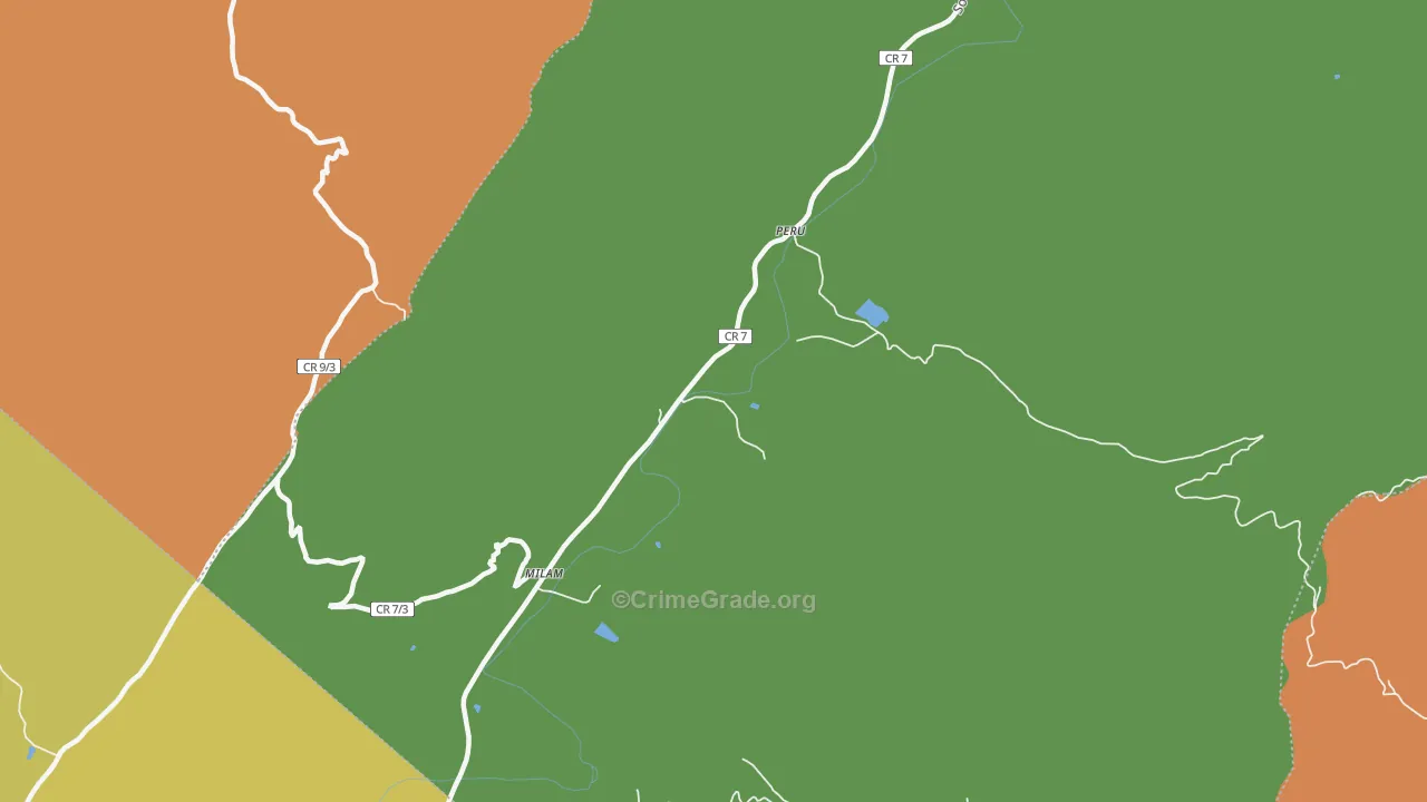 Milam, WV Map of Burglary Rates