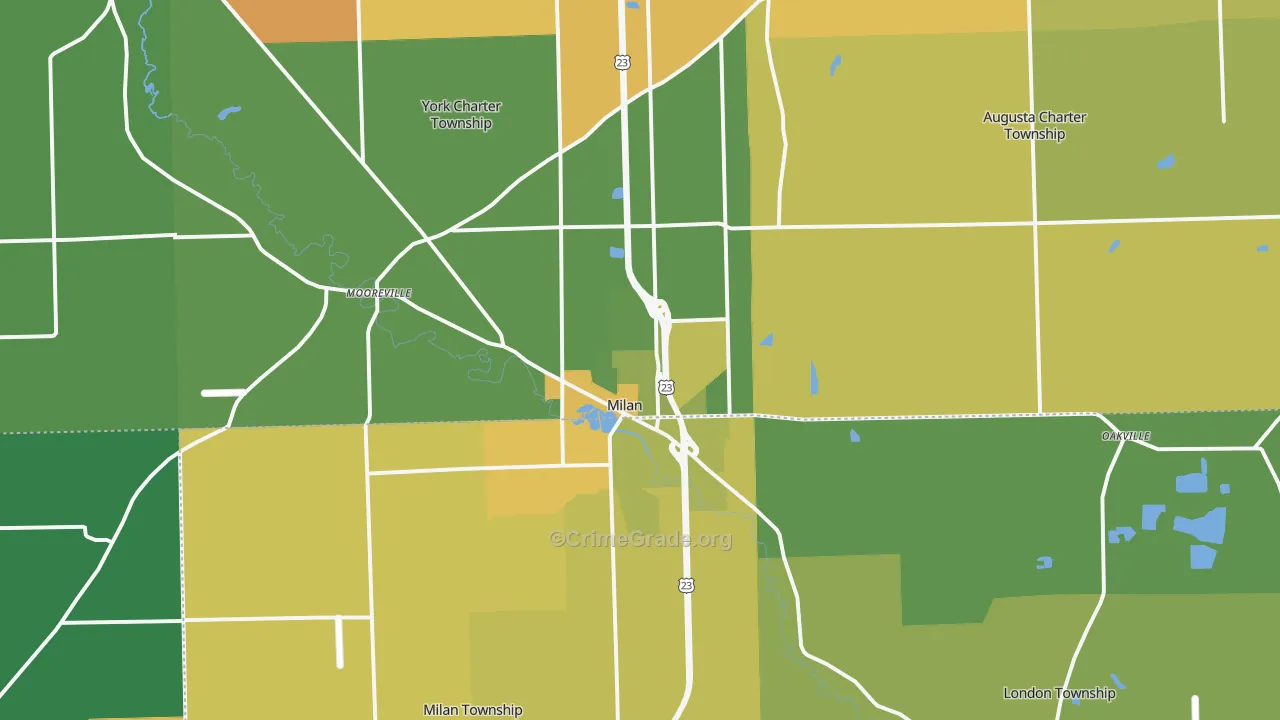 Milan, MI Map of Burglary Rates