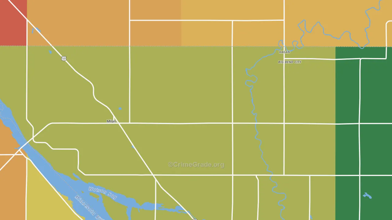 Milan, MN Map of Burglary Rates