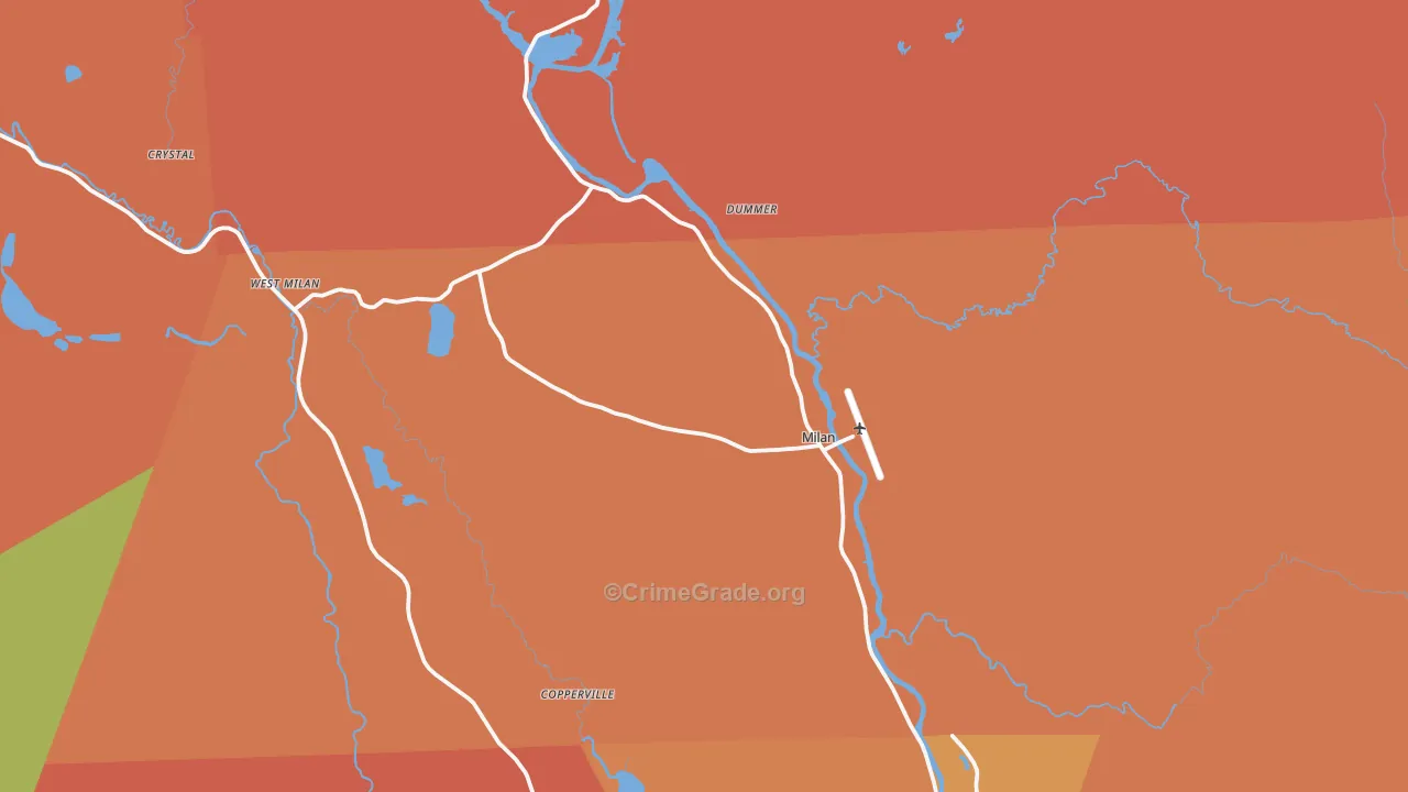 Milan, NH Map of Burglary Rates
