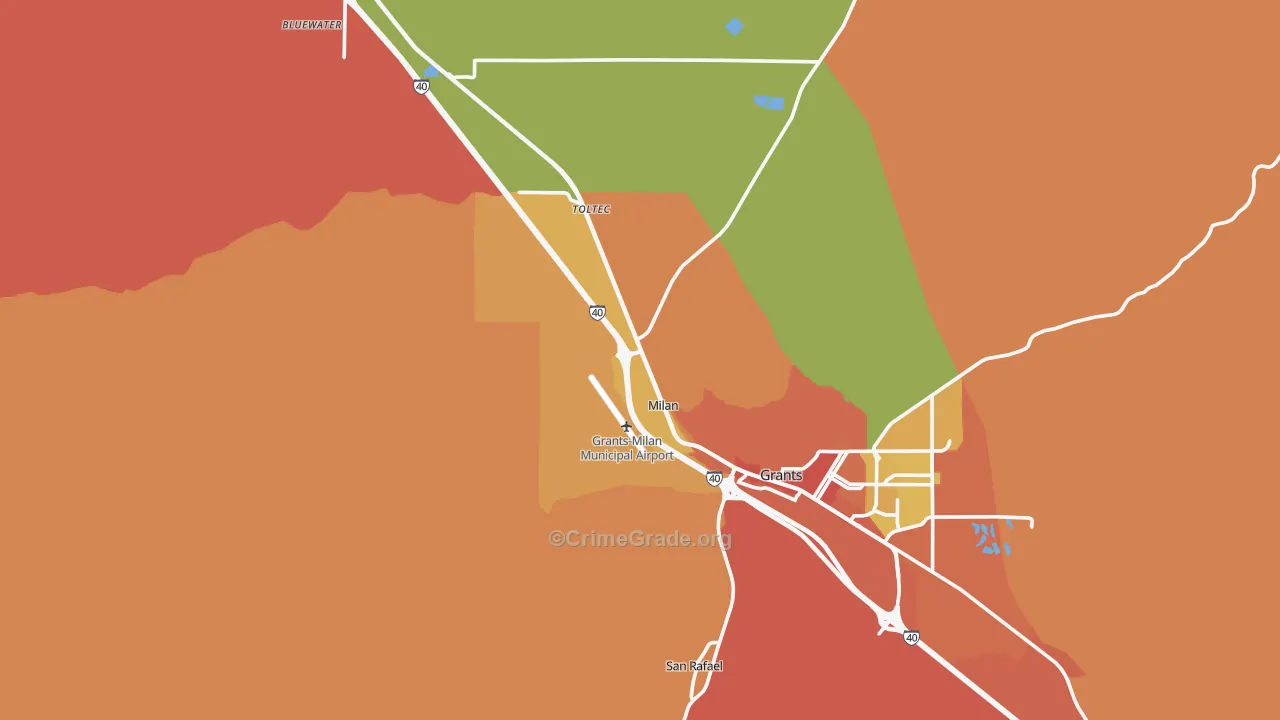 Milan, NM Map of Burglary Rates