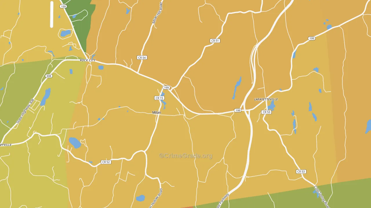 Milan, NY Map of Burglary Rates