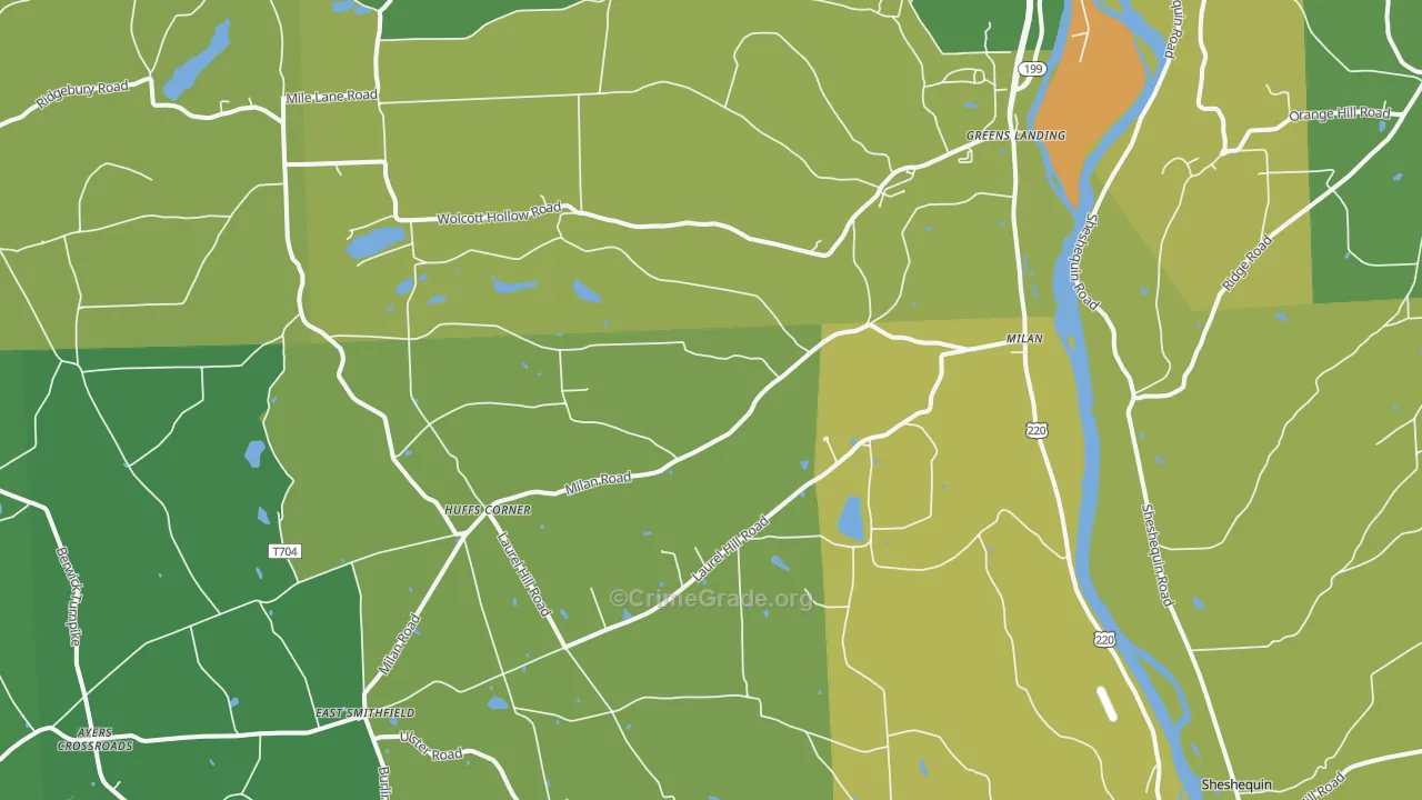 Milan, PA Map of Burglary Rates