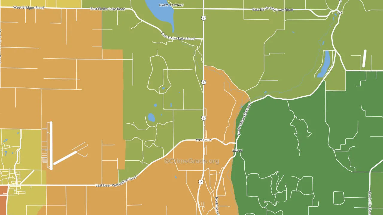 Milan, WA Map of Burglary Rates