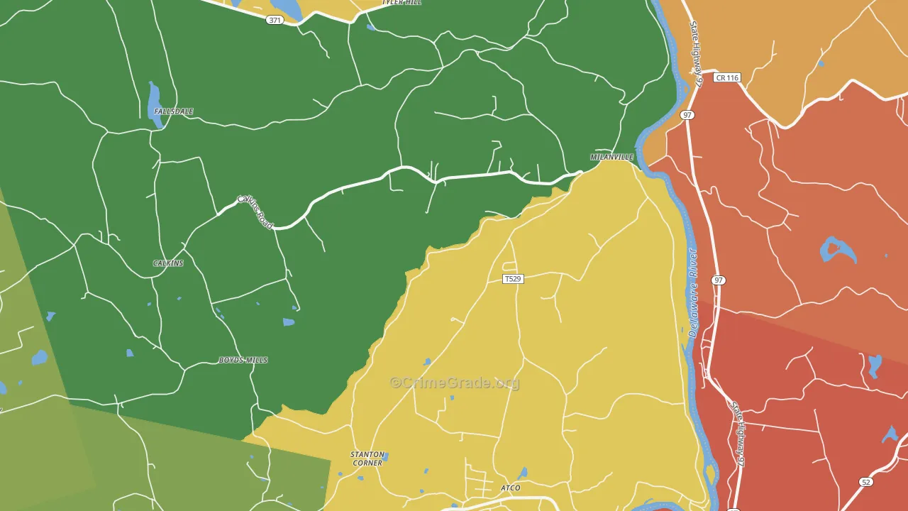 Milanville, PA Map of Burglary Rates