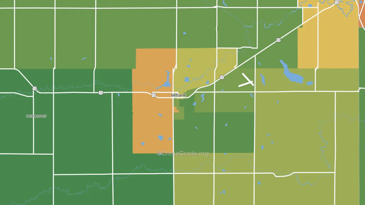 Milbank, SD Map of Burglary Rates