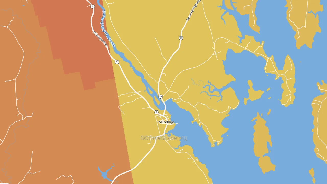 Milbridge, ME Map of Burglary Rates