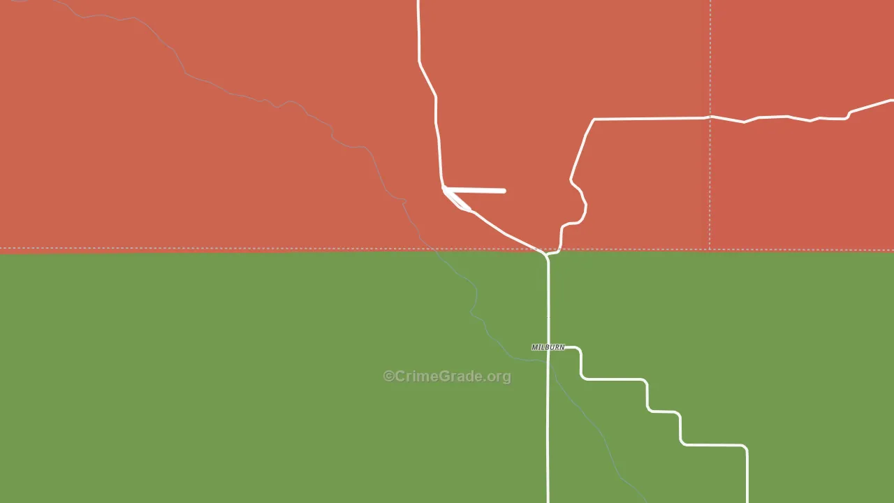 Milburn, NE Map of Burglary Rates