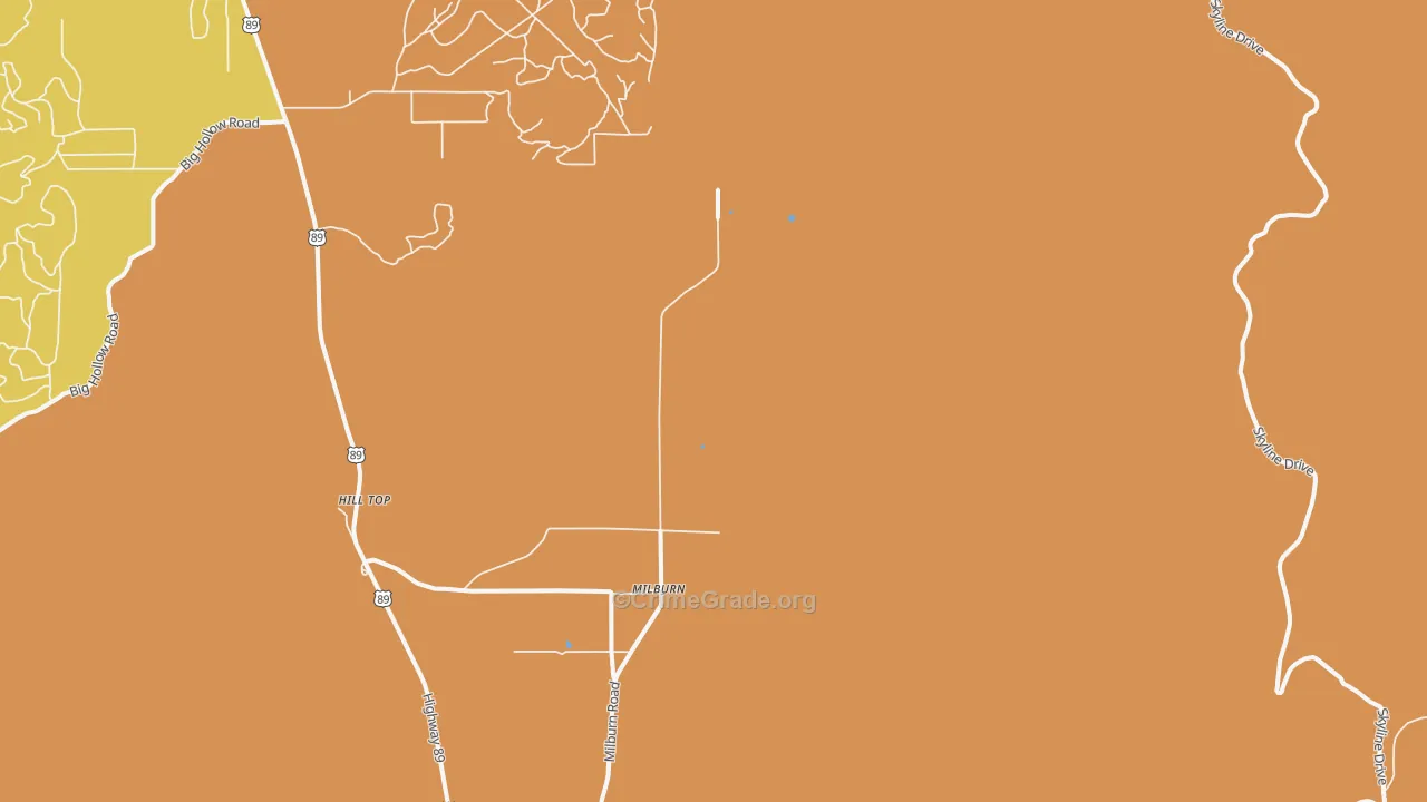 Milburn, UT Map of Burglary Rates