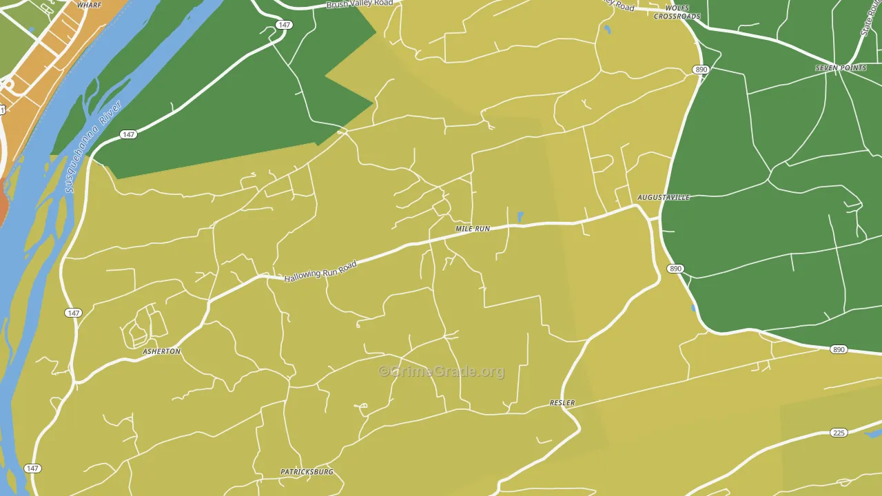 Mile Run, PA Map of Burglary Rates