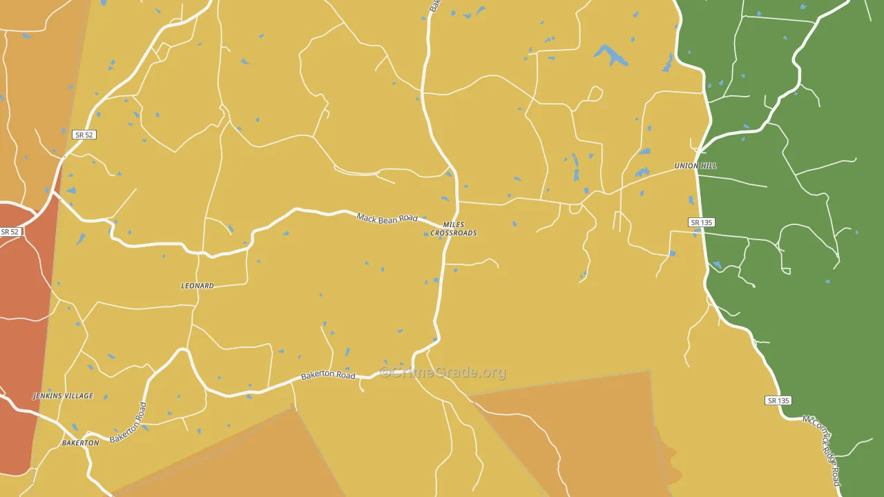 Miles Crossroads, TN Map of Burglary Rates