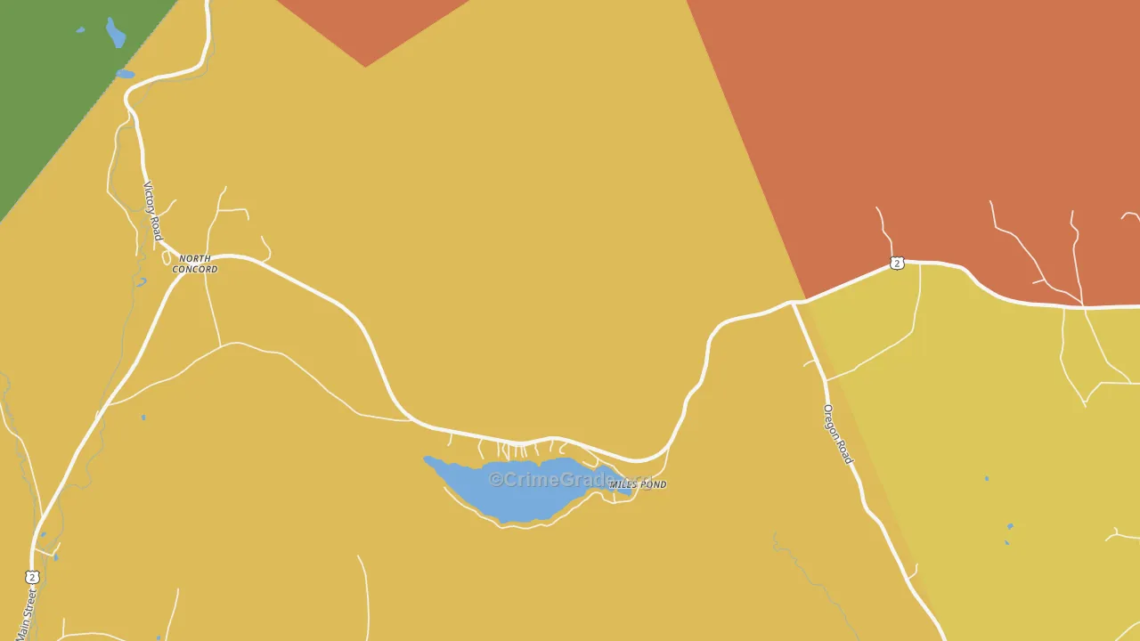 Miles Pond, VT Map of Burglary Rates