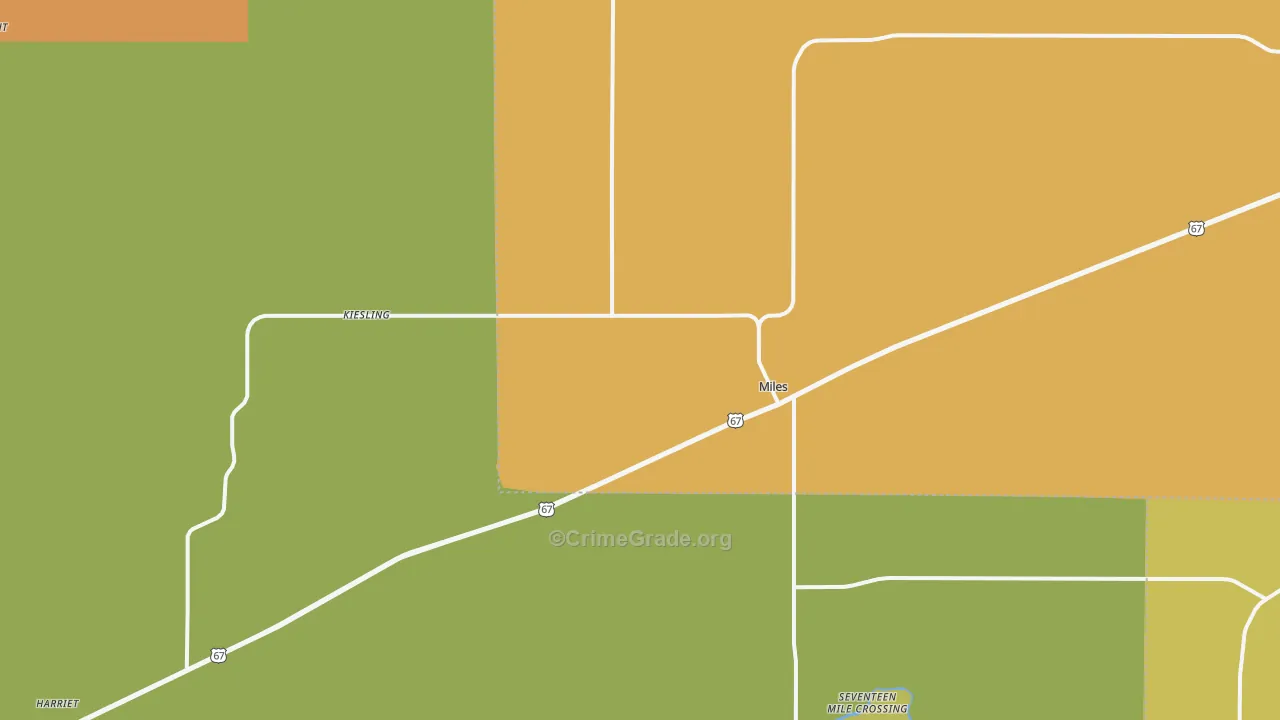 Miles, TX Map of Burglary Rates
