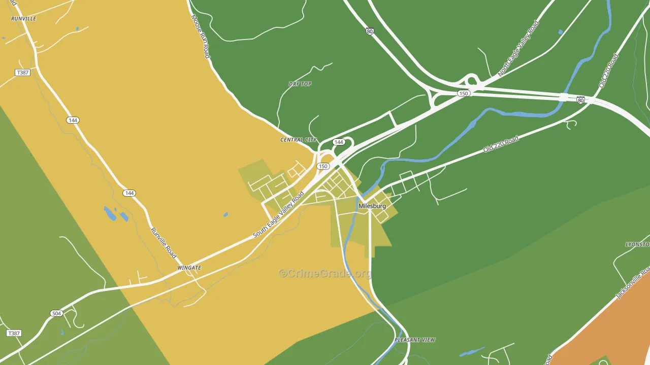 Milesburg, PA Map of Burglary Rates
