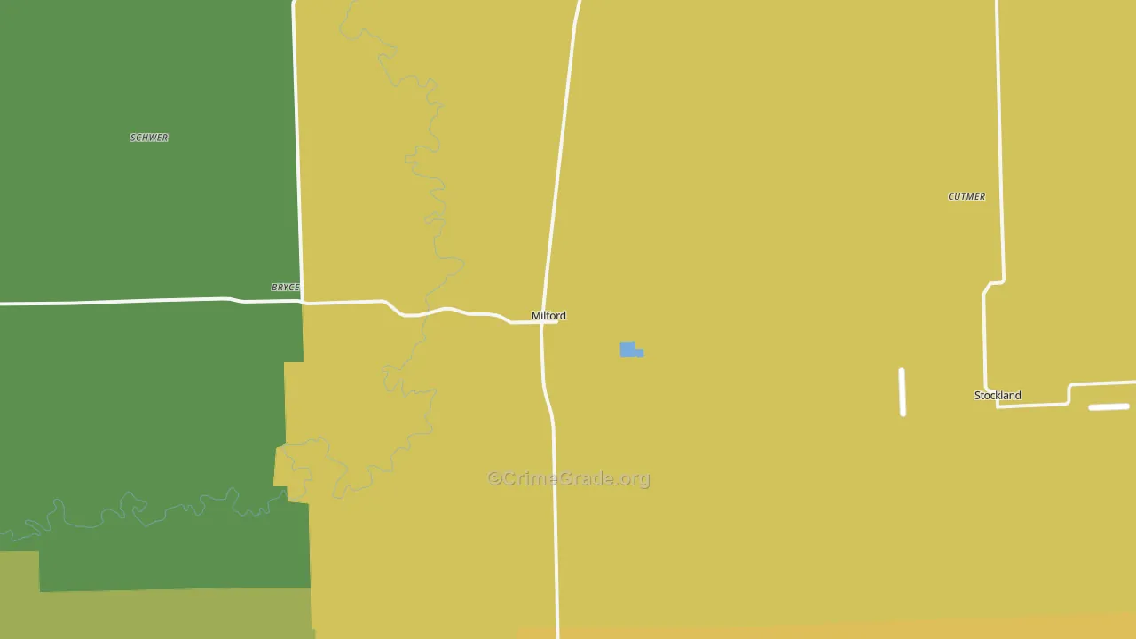 Milford, IL Map of Burglary Rates
