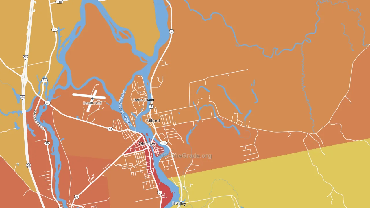 Milford, ME Map of Burglary Rates