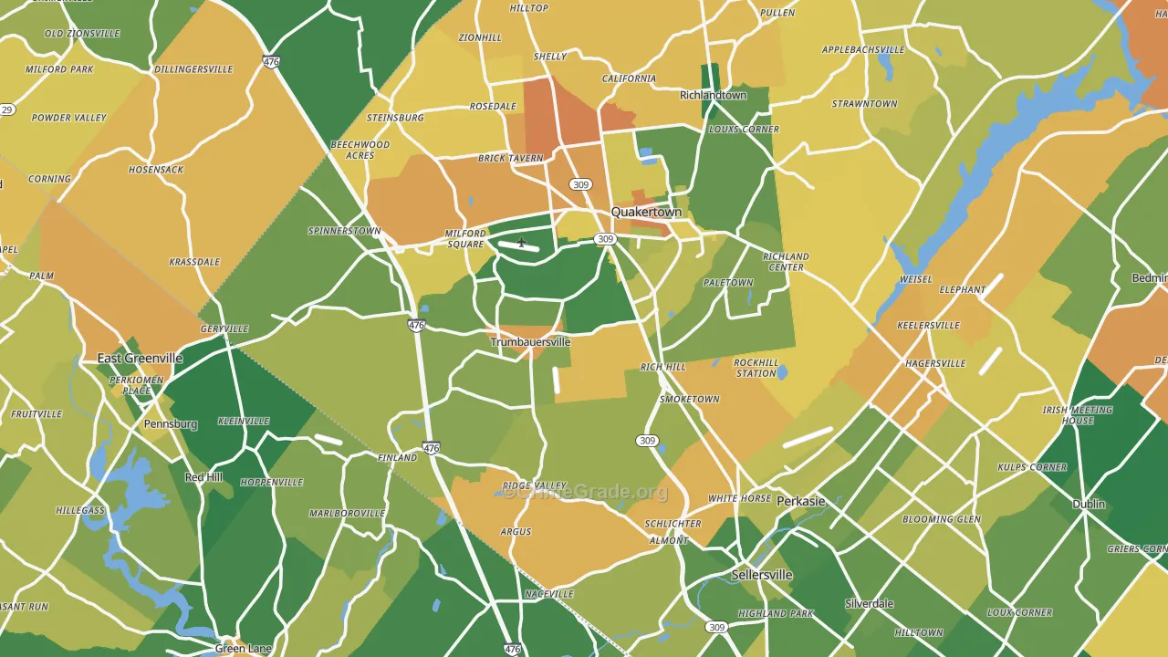 Milford Square, PA Map of Burglary Rates