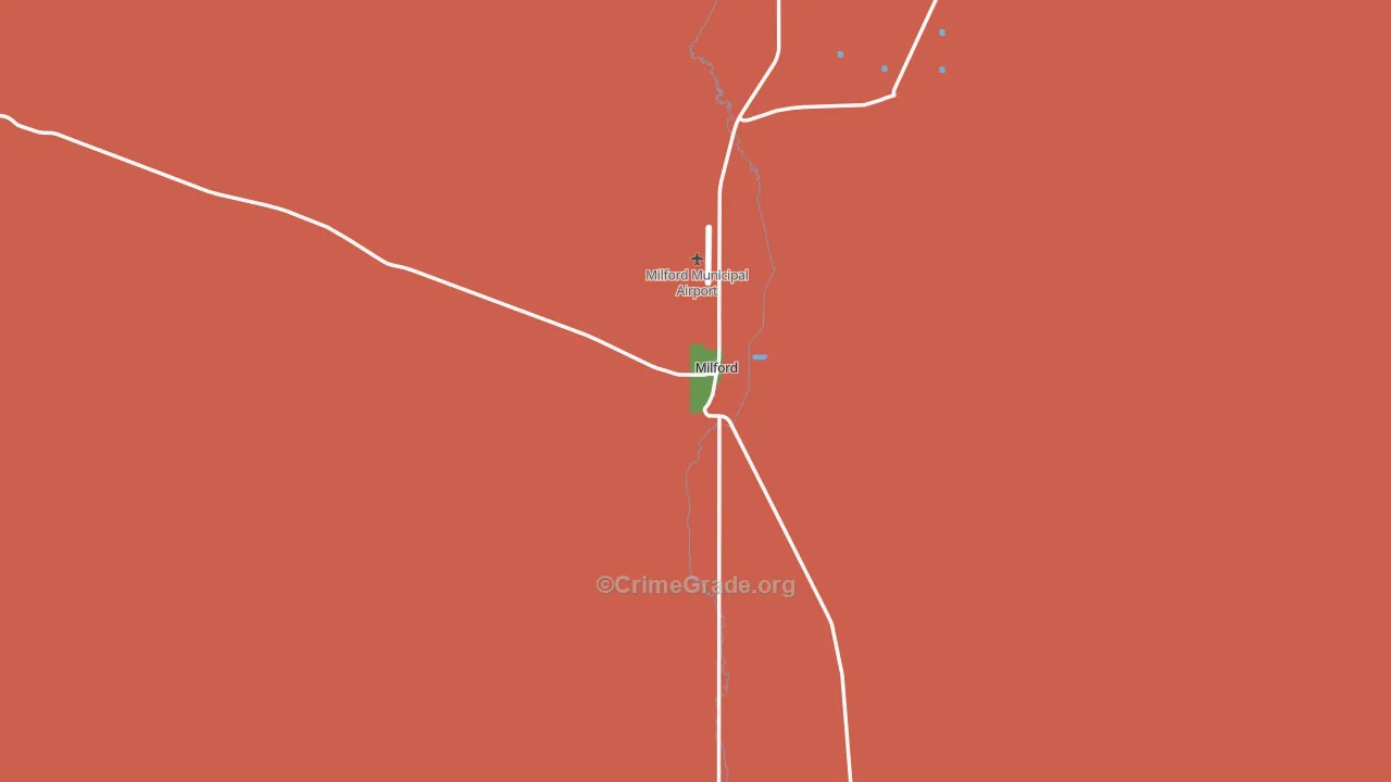 Milford, UT Map of Burglary Rates