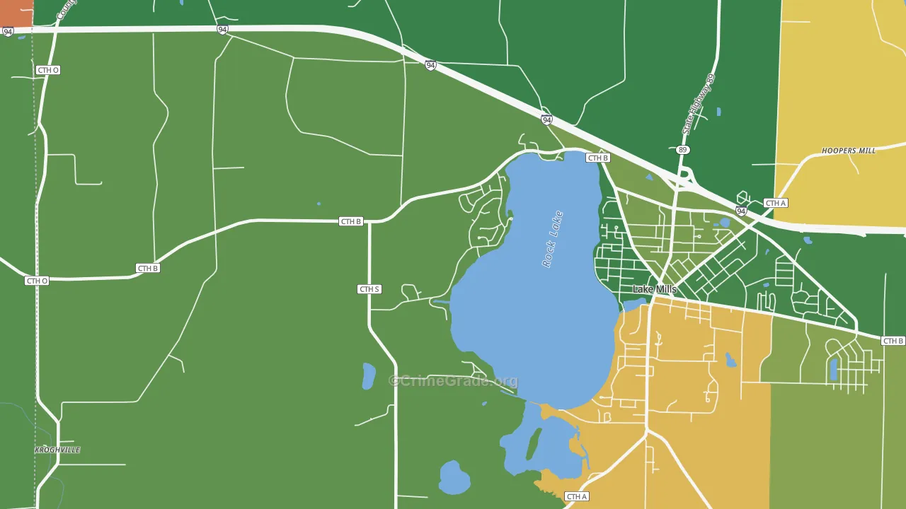 Milford, WI Map of Burglary Rates