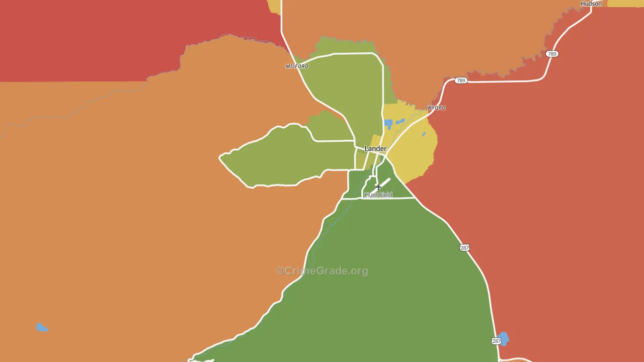 Milford, WY Map of Burglary Rates