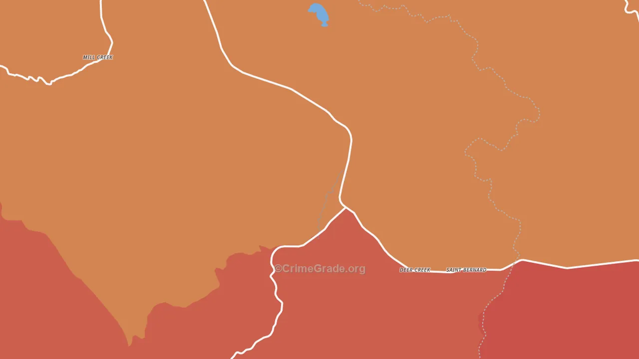 Mill Creek, CA Map of Burglary Rates