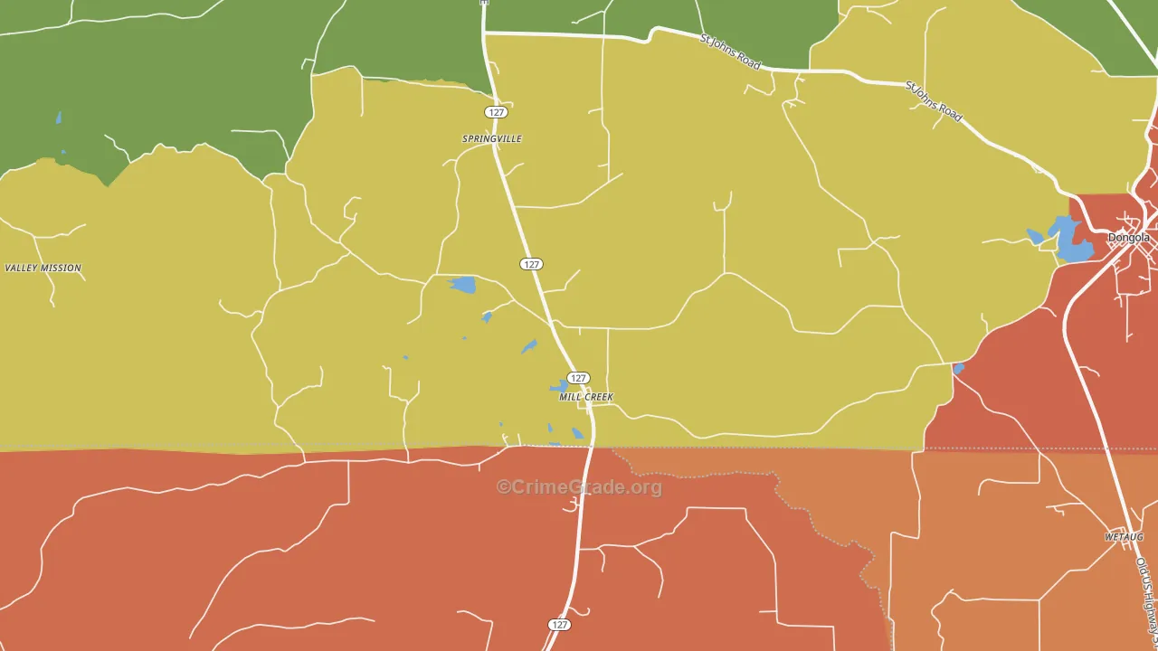 Mill Creek, IL Map of Burglary Rates