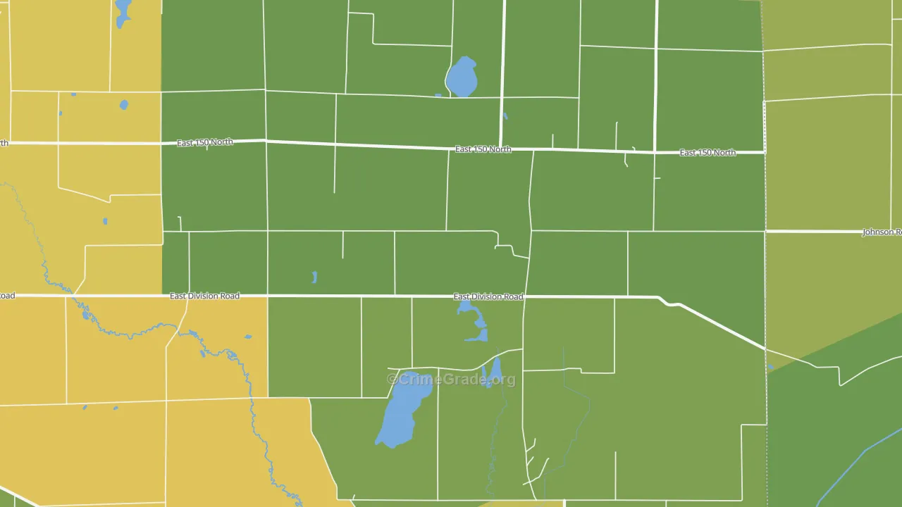 Mill Creek, IN Map of Burglary Rates