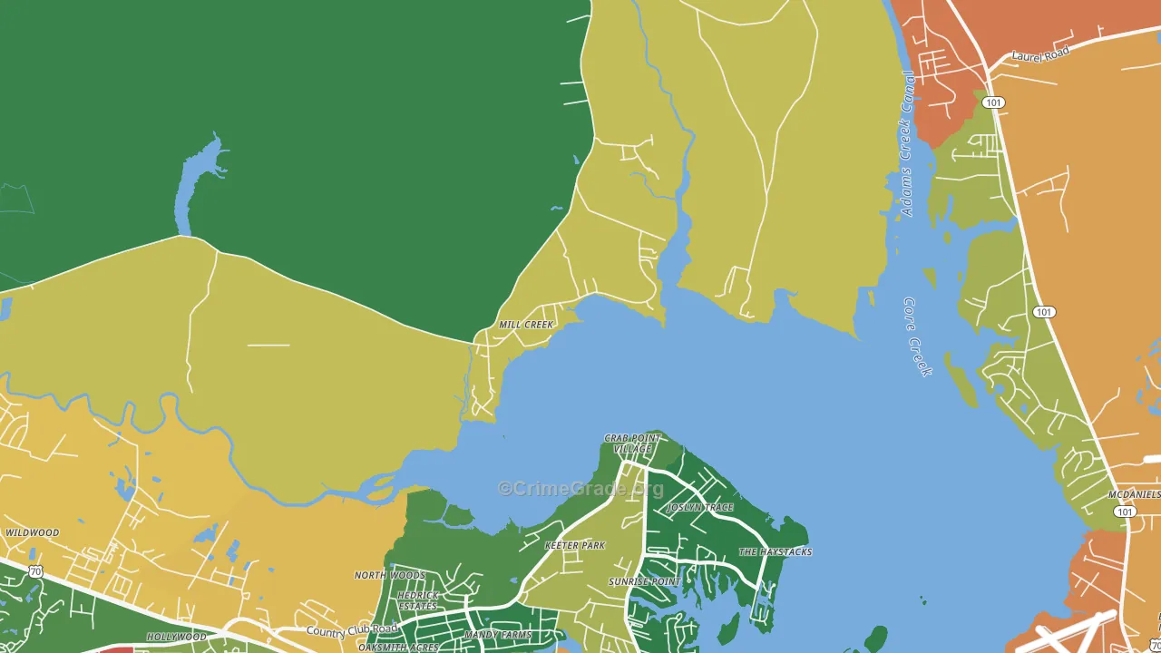 Mill Creek, NC Map of Burglary Rates