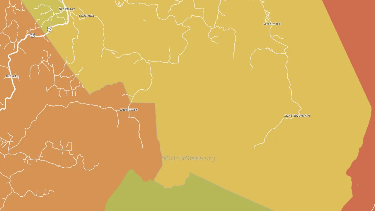 Mill Creek, TN Map of Burglary Rates