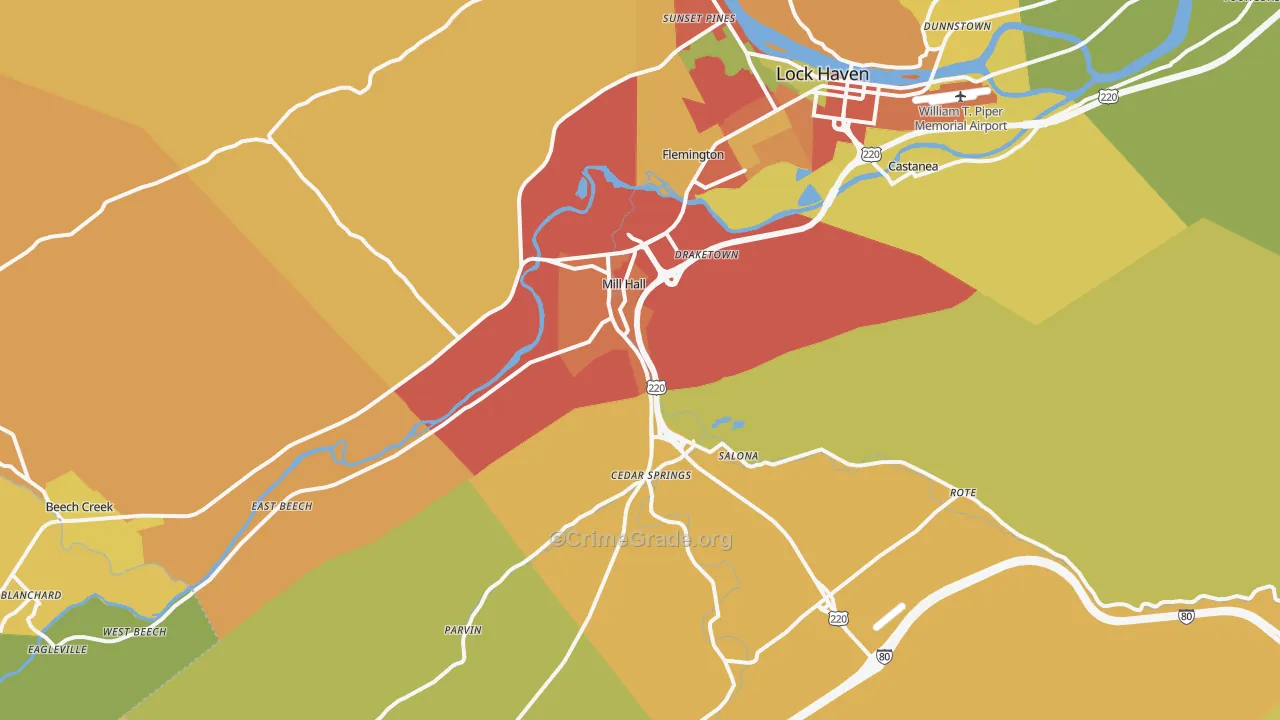 Mill Hall, PA Map of Burglary Rates