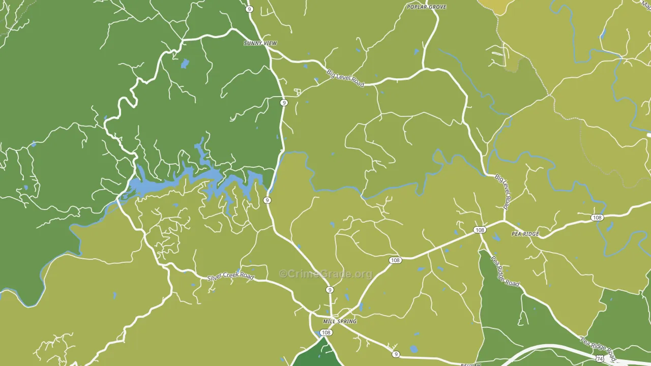 Mill Spring, NC Map of Burglary Rates