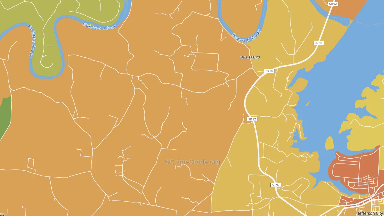 Mill Spring, TN Map of Burglary Rates