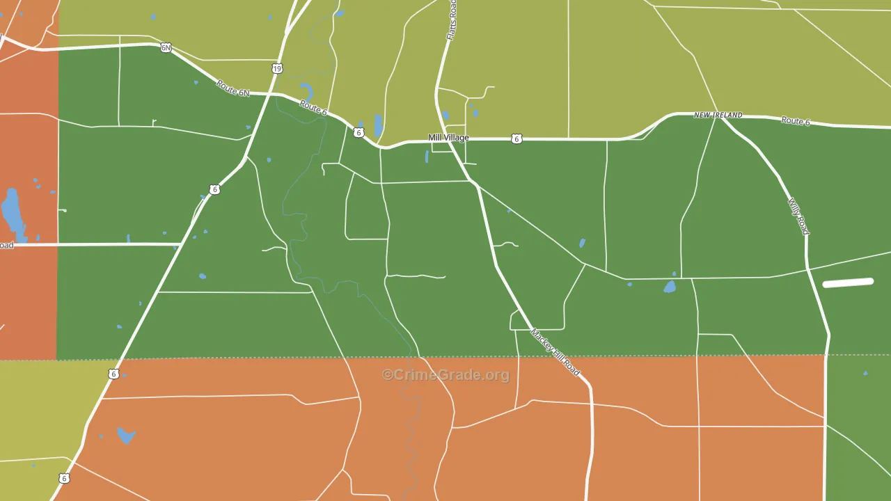 Mill Village, PA Map of Burglary Rates